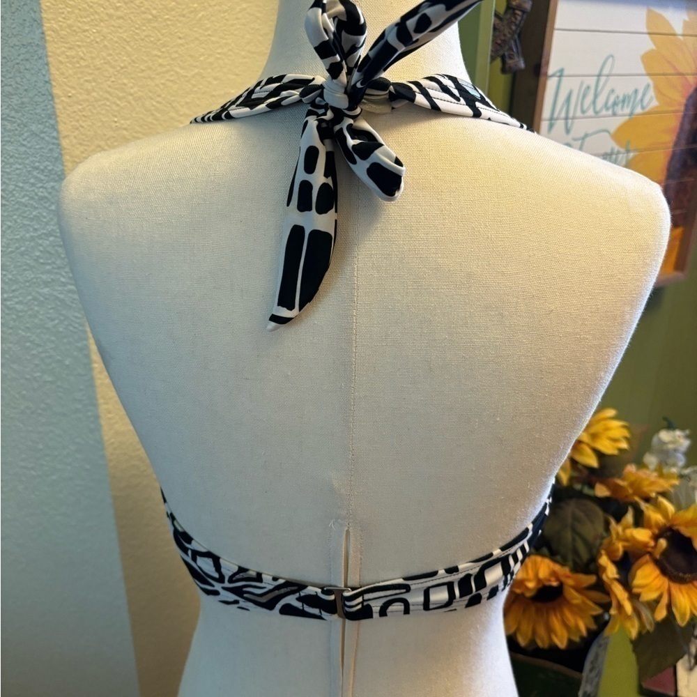 Be Creative Black White Bikini Top Animal Print 14 Large XL - Picture 4 of 5